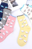 Spring Autumn New Casual Korean Style Women Animal Cute Kawaii Cartoon Sheep Cotton Tide Short Socks Yellow