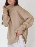 Women Turtleneck Sweater 2022 Autumn Winter Thick Warm Solid Pullover Top Oversized Base Chic Loose Female Knit
