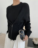 Winter Women Elastic Mohair Round Neck Zipper Sweater Female Doubleside