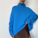 Women's Turtleneck Knitted Sweater Oversized Korean Ins Style Ladies Casual Loose Solid Base Sweater All-match Pullover