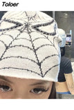 Hop Y2k Spider Pattern Wool Acrylic Knitted Hat Women's Beanie Winter Warm Grunge Hip Hop Leisure Skull Outdoor Sports