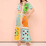 2025 New Women's Temperament Fashion Print Open Shirt Flip-Tie With