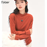 Women Sweater 2022 Winter Long Sleeve Half Turtleneck Knitted Pullover Black Apricot Orange Basic All Match