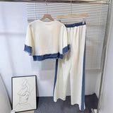 Summer Loose Short-Sleeved Blouse Wide Leg Trousers Two-Set Sports And Leisure Suit