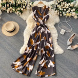 Women Korean Tank Rompers Sexy Sleeveless Off Shoulder Jumpsuits Summer Casual Streetwear Wide Leg Long