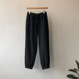 Women's Fleece Lined High Waist Sweat Pants 2022 Winter New High Waist Loose Cropped