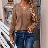 Women's Clothing 2025 Autumn And Winter New Ribs Pit Strip V-Neck Button Long-Sleeved Coat