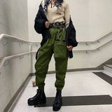 Rockmore Harajuku Ribbon Cargo Pants Women Joggers Winter Sweatpants Trousers Black Loose Wide Leg Sweat Pants