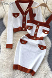 New Women's Dresses Knitwear Suits Small Fragrance Knitted Cardigan Coat + Suspender Knit Dress Streetwear Two Piece