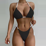 Solid Color Swimsuit Women Swimwear Summer 2022 Sexy Bikini Hollow Out Swimsuit Thong Biquini Bikini Set Bathing