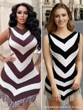 Striped Tuxedo Ass Dress Women's Summer Sleeveless Vest Dress Slimming Waist Thin Knitted