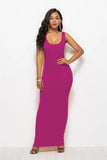 Elegant Women Sexy Dress O-Neck Sleeveless Slim Maxi Dress High Stretch Tank Robe Spring Summer Thin Long Dress