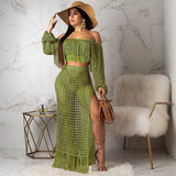 Toloer New Women's Casual Netted Fram Beach Dress 2 Sets-Outfit
