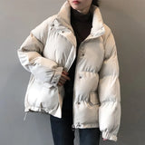 winter ladies fashion oversize stand collar jacket 2021 new style women zipper thicken warm bread down parka chic coat