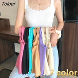 Women Solid Ruffle Leisure Chic Simple Basic Sleeveless Tees All-match Sexy Sweet Womens Tanks Tops Girls Slim Crop