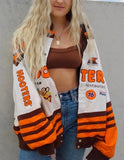 Casual Print Orange Long Lseeve Loose Oversize