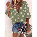 Women 2020 Spring Summer Floral Print Womens Tops And Blouses V-neck Long Sleeve Office Shirts Streetwear Plus Size