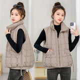 Down Cotton Vest Female 2024 Autumn / Winter New Korean Version Loose Hooded Vest Vest To Wear A Versatile Warm Jacket-Outfit
