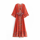 Women's Sunflower Positioning Printing Waist With Horn Sleeve Long Skirt