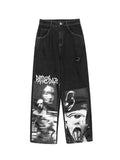 Gothic Baggy Jeans Women Punk Hippie Streetwear Print Y2K Wide Leg Trousers Harajuku Grunge Denim Pants Vintage