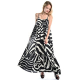 dresses Summer 2021 Women Black And White Color Print Dress Causal Long Floor Dresses Women Beach