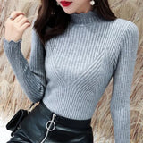 Fashion Knitted Pullover Sweater 2022 Women Autumn Winter Half Turtleneck Long Sleeve Knit Tops Elegant Soft Jumper