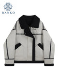 Korean Fur Long Sleeved Loose Warm Women's Jacket Lamb Wool Winter Thickened Locomotive Lapel Female Teddy Coat Black