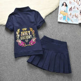 Hooded Cotton Tops and Mini Skirt Set Letter Patterned Tracksuit 2 piece set women Casual Sweat Suits for Girls