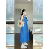 Gentle And Casual Retro Elegant Blue Dress 2025 Summer New Fashion Design Feel Sleeveless Long
