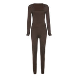 Sisterlinda Fitness Tracksuit 2Piece Set Women Skinny Bodycon-Shaping Bodysuits+High Waist Sporty Leggings Activewear