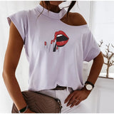 Shoulder O-neck Short Sleeve Women's Tshirt Loose Solid Ovesize Ladies Tshirts 2021 Fashion Casual Women Summer Clothes