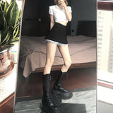 Summer New Sweet Hot Girl Cute Doll Lace High Waist Show Thin Culottes Female Joker Leg Long Shorts College
