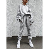 2025 Women's New Ebay Burst Pure Color Long-Sleeved Trousers Loose Casual Suit