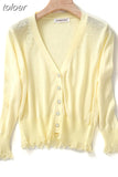 Summer Cardigan Knitted Loose Autumn Coat V-Neck Button Cardigans Women Knitwear Women Short Tops New All-match