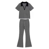 POLO Shirt With Striped Horn Pants Summer New Knitting Suit