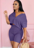 Crop Top and High Waist Shorts 2 Piece
