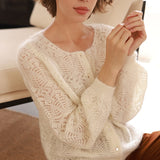 Fancy Knitted Cardigan Gilet Women Winter O Neck Long Sleeve Casual Elegant Sweater 2022 Femme Autumn Vintage Chic
