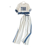 Summer Loose Short-Sleeved Blouse Wide Leg Trousers Two-Set Sports And Leisure Suit