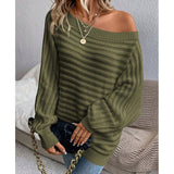 And Winter New Solid Color Three-Dimensional Cross-Print Collar Bat Sleeve Knitted Sweater