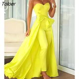 Women's Summer Jumpsuit Sleeveless Bandeau Bowknot Jumpsuit Sexy Club Outfits Fashion Elegant Bodysuit Party Vacation