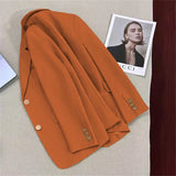 Toloer Autumn New Orange Suit Jacket Female Casual This Year Popular Small Fried Street Temperament Small Suit Female-Outfit