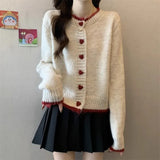 Toloer And Autumn 2025 New Sweater Coat Women's Design Color Love Button Knitted Shirt Short Long-Sleeved