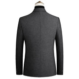 Brand Men Wool Blend Blazers Autumn Men High Quality Fashion Solid Color Suit Jacket Slim Casual Wool Blazer