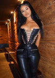 Leather Lace-Up Sexy Strapless Party
