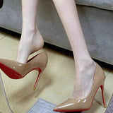New High-Heeled Women's Summer With Skirt Black Fine And Spring And Autumn New Red Primer Leather Tip Sexy