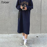 Sleeve Dresses Women Printed Hooded Straight Autumn Thicken Warm Casual Daily All-match Preppy Chic Korean Fashion