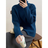 Women's Turtleneck Striped Ribbed Sweater High Neck 2022 Winter New Loose