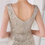 Modest V-neck Sleeveless Sequined Mini Slit Club