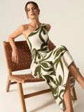 New Women's Fashion Elegant Round-Neck Knitted Dress Striped Dress Long