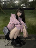 Summer Floral Elegant Blouse Women Outwear Korean Style Casual Chiffon Shirts Office Lady V-Neck Long Sleeve Y2k Crop